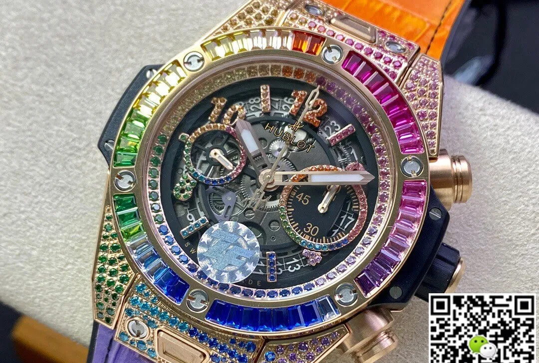 Hublot BIG BANG Unico 411.OX.9910.LR.0999 ZF Factory 1:1 Best Edition Replica Watch Rainbow Diamond Case